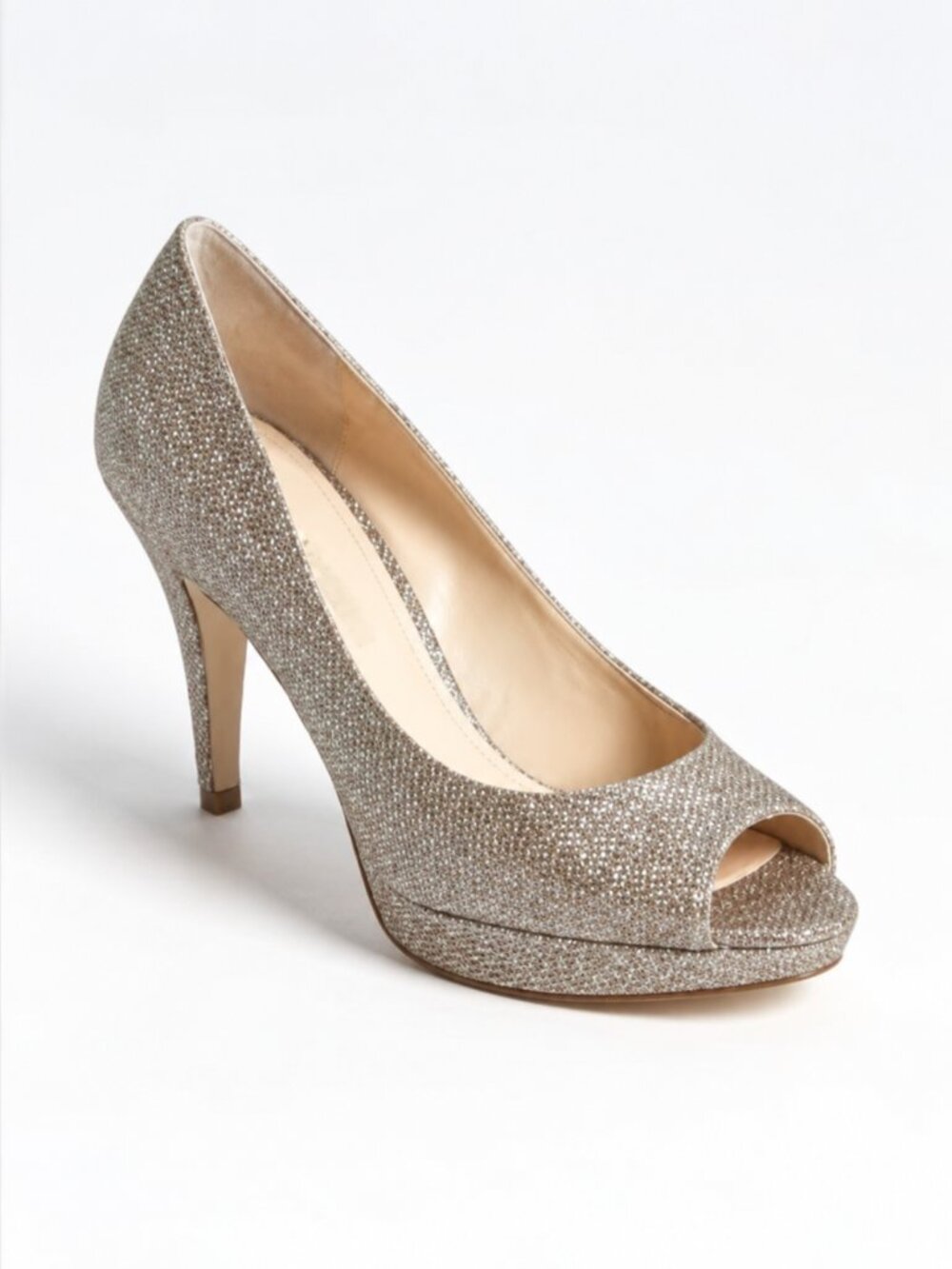ENZO ANGIOLINI Demario Pumps Women’s size 11 Nude Silver Peep Toe Heels
